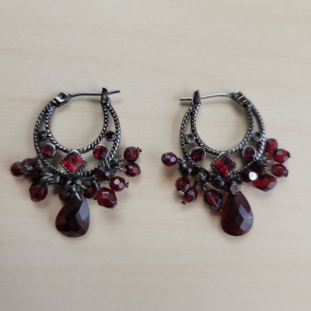 Charter Club Red Stone Hoop Earrings